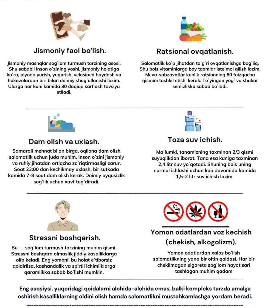 Salomatlikning 6 ta oltin qoidasi!